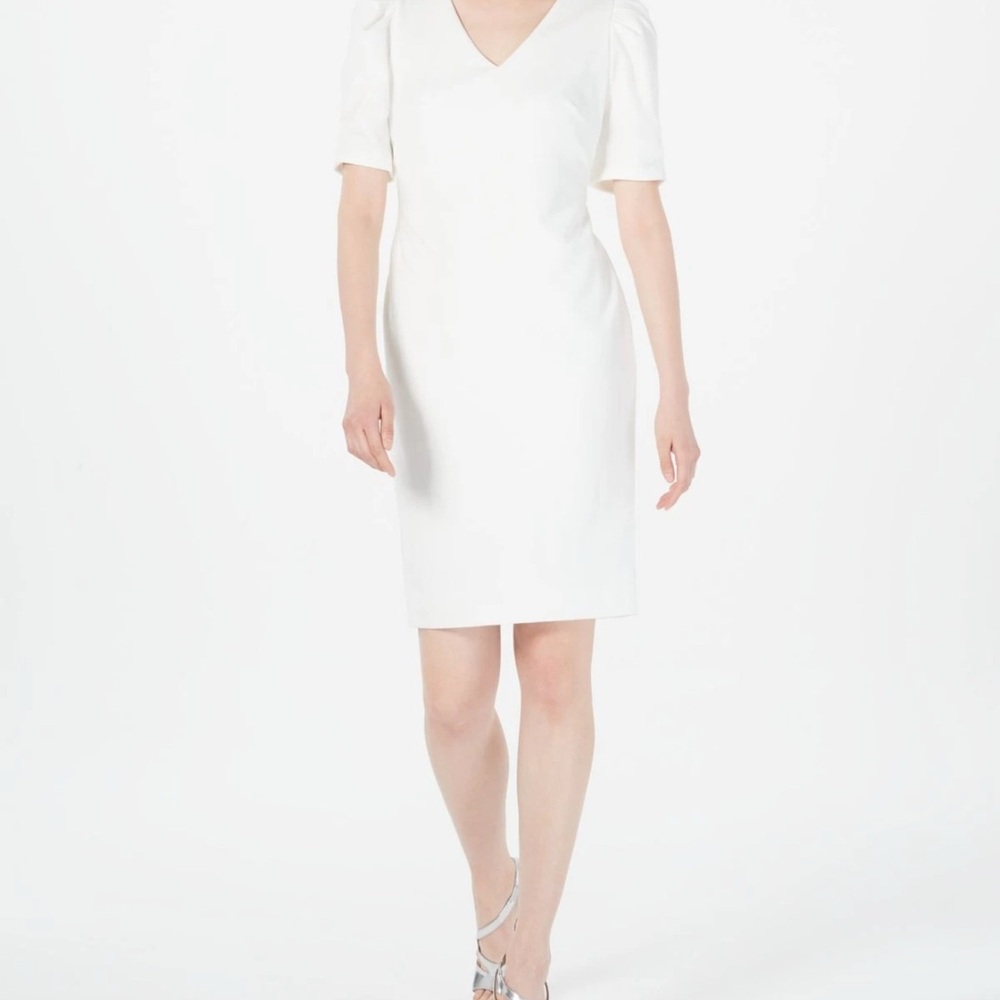 Calvin Klein women's short-sleeve Ivory sheath dress size 6